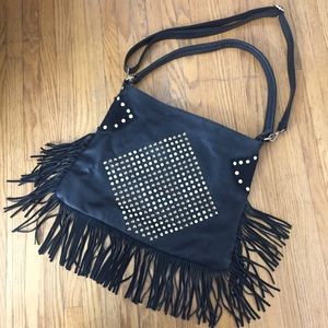 Fun fringe black crossbody purse